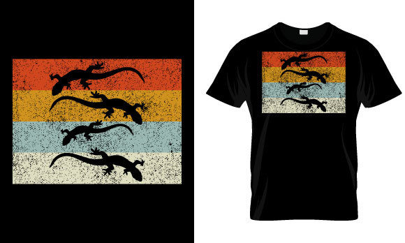 Gecko T Shirt Design, Vintage Lizard Graphics and Print Templates