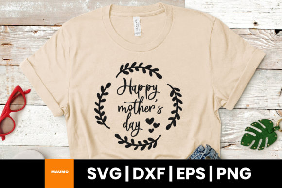 Happy Mother’s Day Quote with Wreath: Graphics & Print Templates